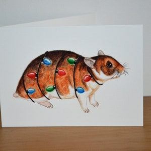 Hamster Christmas Card, Festive Golden Hamster Greetings Card image 2