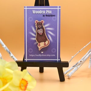 Flower Rat Pin, Cute Rat Pin Badge, Wooden Rat Pin, Rat Lover Gift, Rat Owner Present