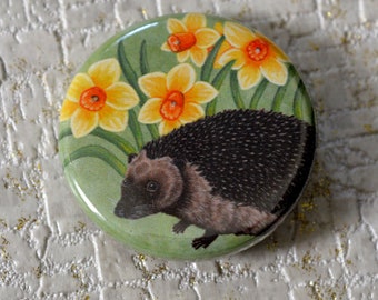 Hedgehog Button Badge, Cute Hedgehog Design