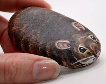 Field Mouse Painted Stone, Wild Mouse Decoration Rock