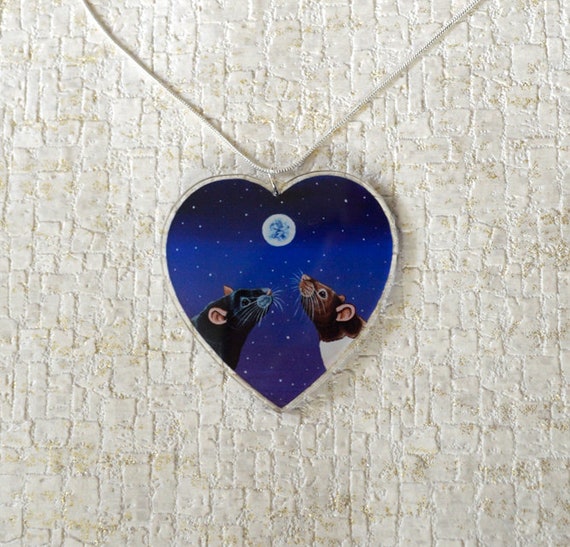 Heart Rat Pendant Pet Rats Necklace 