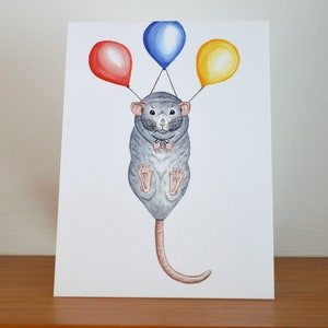 Graue Ratte Geburtstagskarte, Dumbo Ratte Geburtstagskarten-Design, Ratte Grußkarte, Ratte Liebhaber, Ratte Feier