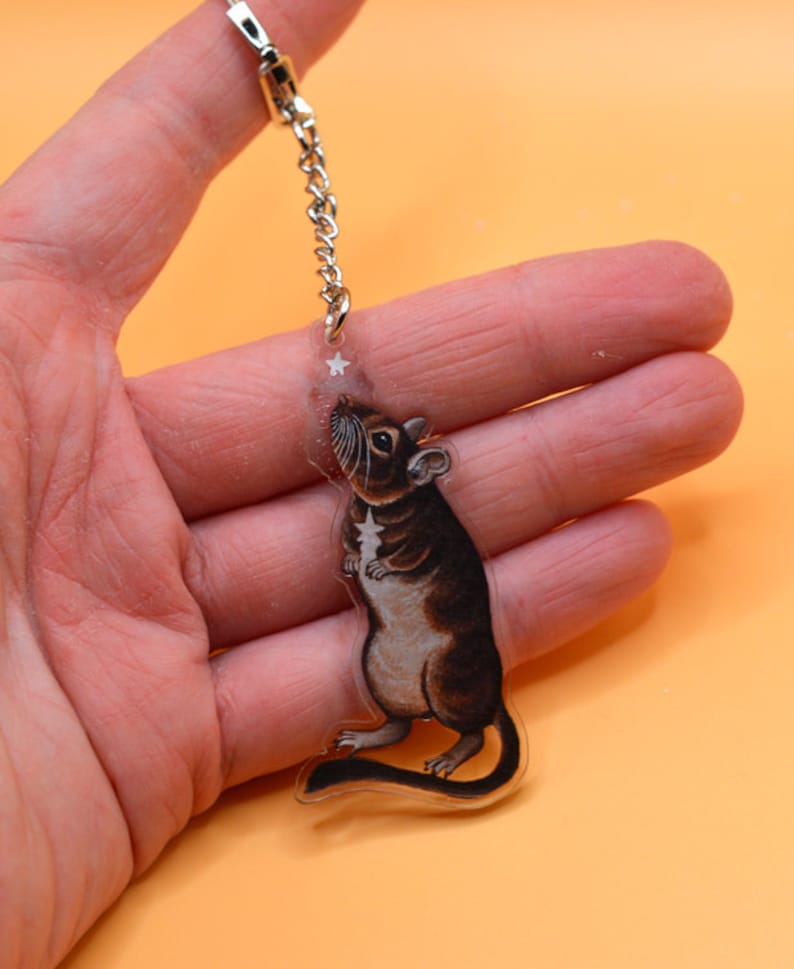 Degu Keyring, Pet Degus Keychain, Degu Owner Gift image 3