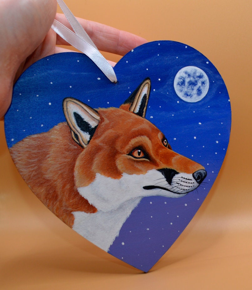 CREATCABIN Volpe Animale Artigianato Alce Piccolo Legno Wall Hanging