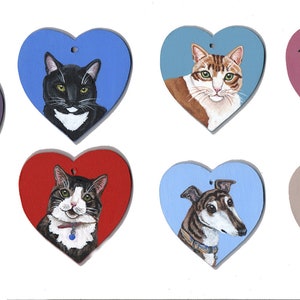 Corazón de madera pintado a medida, cualquier mascota pintada, ahorcable, retrato de mascota, gato, perro, rata, roedor, conejo, degu, conejillo de indias Cavy, hámster, etc. imagen 7