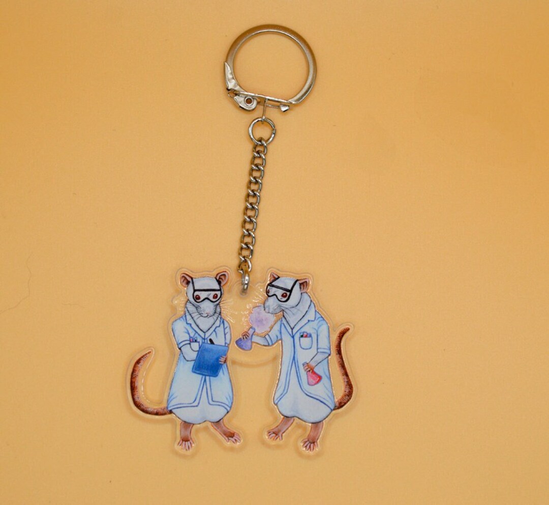 Rat Scientists Keyring, Lab Rat Keychain, Rat Acrylic Charm, Great for ...