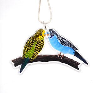 Budgerigar Necklace, Parakeet Pendant Charm