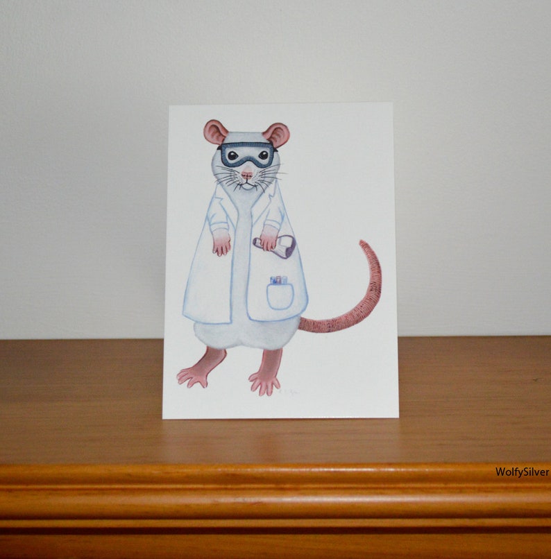 Lab Rat Greetings Card, Science Student, Lab Tech, Researcher, Card for a Professor or Veterinarian Student image 1