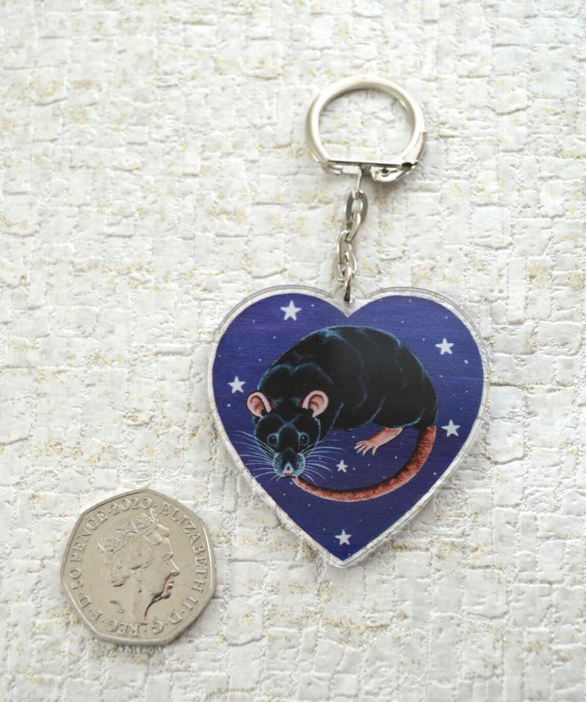 Heart Rat Keyring, Rat Acrylic Charm Keychain, Rat Zipper Pull, Rat Bag ...