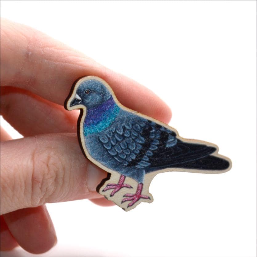 Pigeon Pin Badge, Wooden Pin Badge Featuring an Urban Pigeon - Etsy