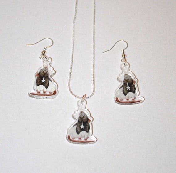 Star Gazing Rat Jewellery, Rat Necklace Pendant, Rat Earrings, Rat Lover Gift Idea, Hooded Rat Art