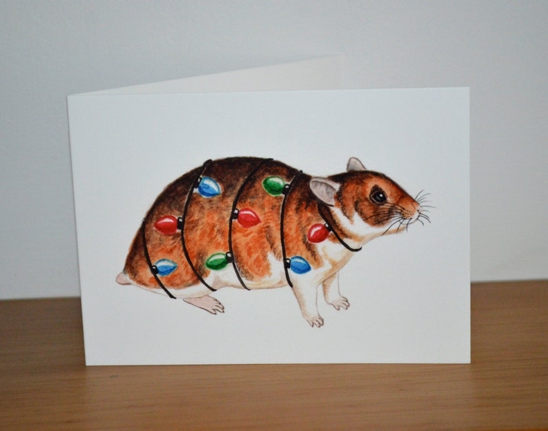 Hamster Christmas Card, Festive Golden Hamster Greetings Card image 2