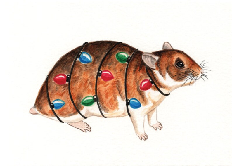 Hamster Christmas Card, Festive Golden Hamster Greetings Card image 5