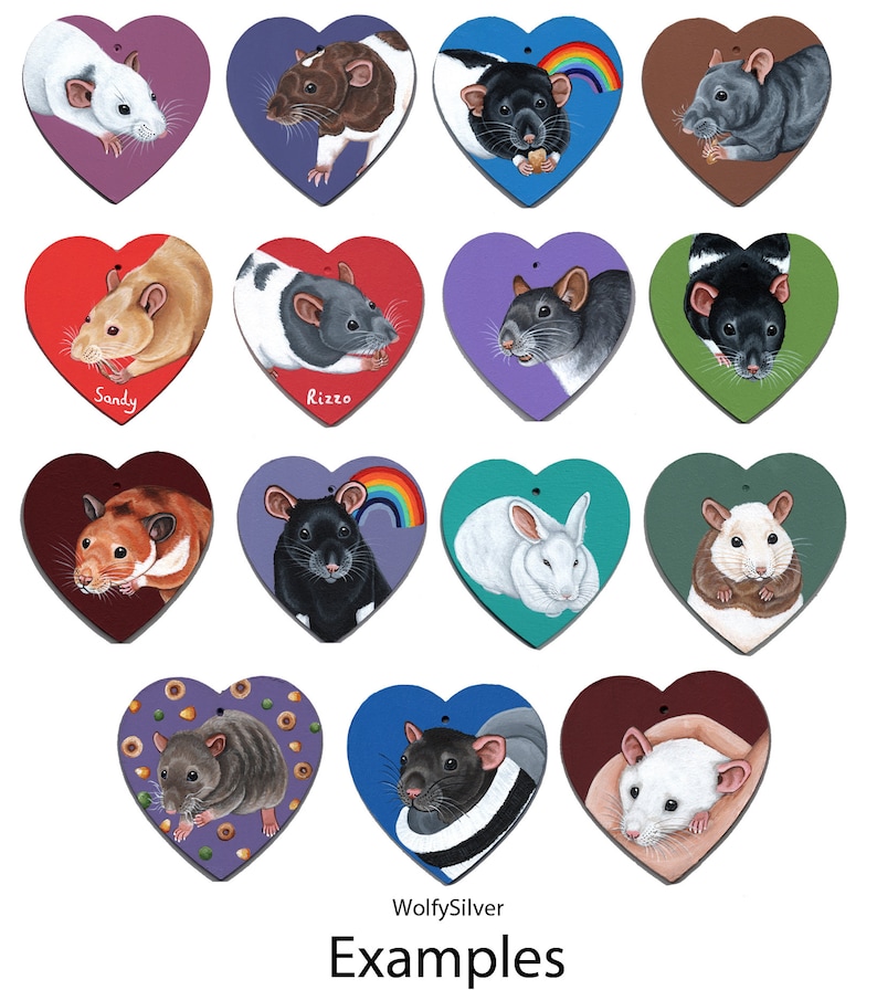 Custom Painted Wooden Heart, Any Pet Painted, Hangable, Pet Portrait, Cat, Dog, Rat, Rodent, Rabbit, Degu, Guinea Pig Cavy, Hamster etc image 10