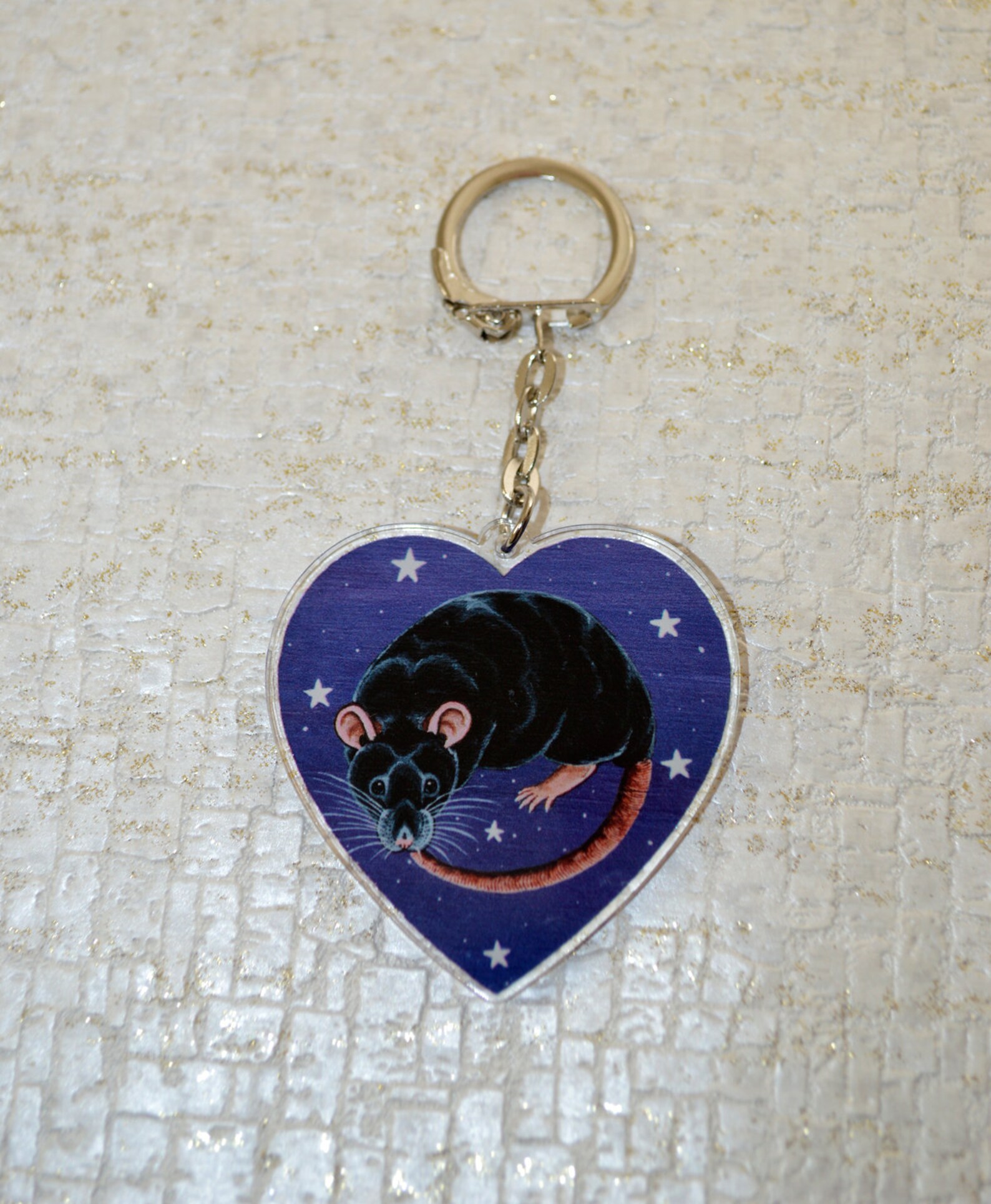 Heart Rat Keyring, Rat Acrylic Charm Keychain, Rat Zipper Pull, Rat Bag ...
