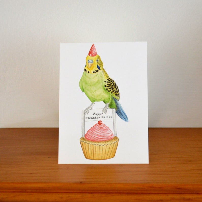 Budgie Birthday Card, Budgerigar Greetings Card image 1