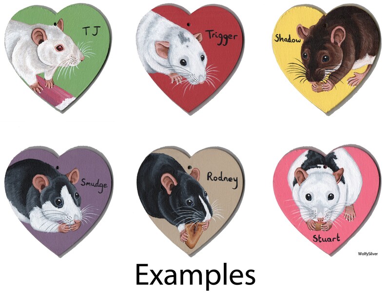 Custom Painted Wooden Heart, Any Pet Painted, Hangable, Pet Portrait, Cat, Dog, Rat, Rodent, Rabbit, Degu, Guinea Pig Cavy, Hamster etc image 8
