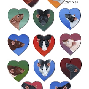 Corazón de madera pintado a medida, cualquier mascota pintada, ahorcable, retrato de mascota, gato, perro, rata, roedor, conejo, degu, conejillo de indias Cavy, hámster, etc. imagen 5