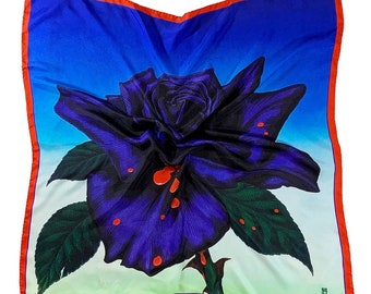 Black Rose Silk Scarf