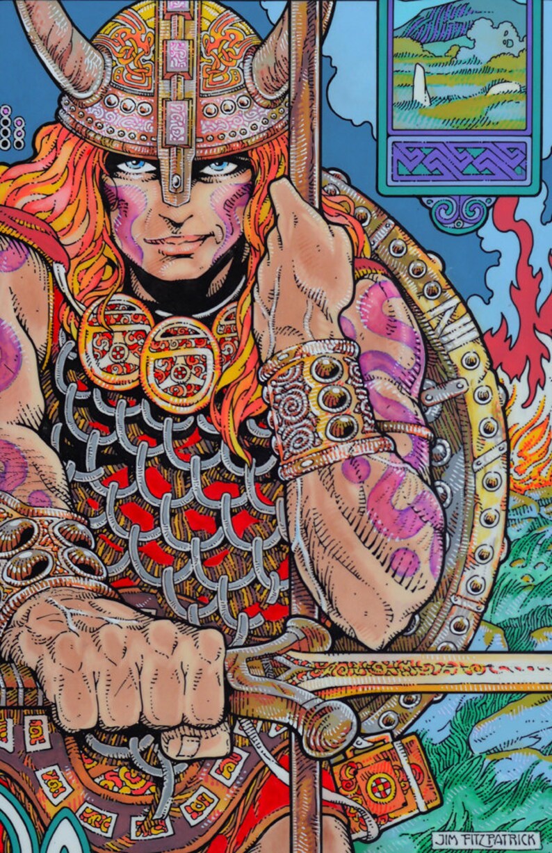 DIARMUID AND GRAINNE 8x11 art Print by Jim FitzPatrick Celtic Irish Fantasy Art