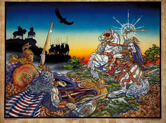 CELTIC IRISH FANTASY ART PRINT NIGHTLIGHT 16x11 By Jim FitzPatrick