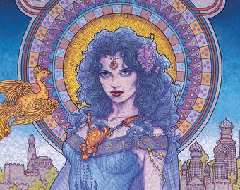 Celtic Irish Fantasy Art 'The Greek Princess' 8x11" Print. Ireland, Goddess, Sexy, Witch, Fairy, Folklore, Witchcraft, Warcraft, Gaelic.