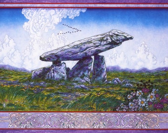 Fine Art Print Irish Landscape Painting Kilclooney Dolmen. Irish Art, Ireland Art, Original painting, Irish heritage, Wall Art, Celtic.