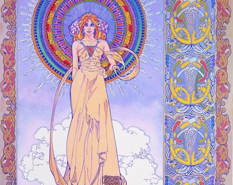 Fine Art Print ERIU. Art Nouveau, Fantasy Art, Celtic Art, Print, Goddess, Ireland, Irish, Original Painting, Goddess, Celtic design.