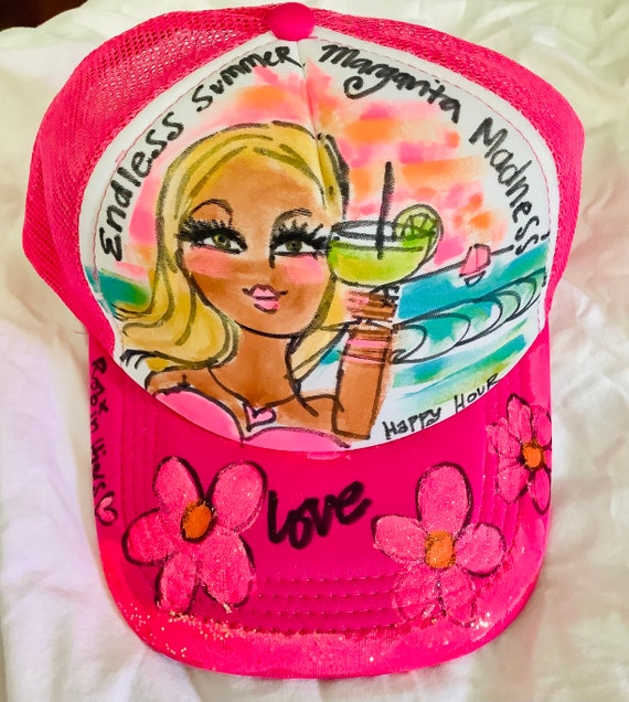 Margarita  Summer Pink Beach lover surfer hat happy hour endless summer ocean waves blonde