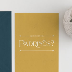Quieren Ser Mis Padrinos - IMPRIMABLE | Proposition de parrains espagnols à la moutarde | Carte de proposition de baptême ou de confirmation | TÉLÉCHARGEMENT INSTANTANÉ 5x7