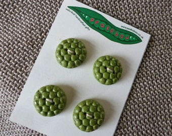 Green bubbles round polymer clay buttons