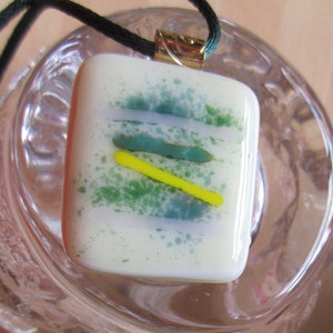 Vanilla striped fused glass pendant image 1