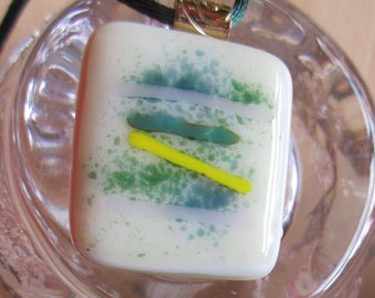 Vanilla striped fused glass pendant