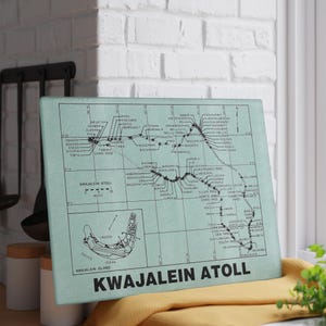 Kwajalein Atoll Map Tempered Glass Cutting Board or Serving Tray