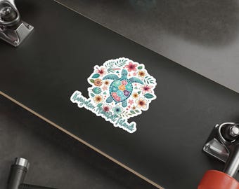 Kwajalein Boho Turtle With Hibiscus and Plumeria Die-Cut Stickers