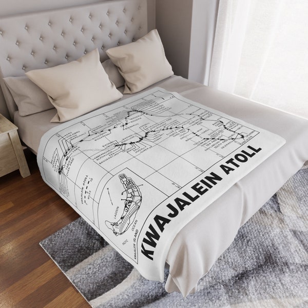 Kwajalein Atoll Map Minky Blanket