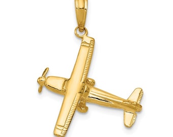 K/&C 14k Yellow Gold 3-D Airplane Charm