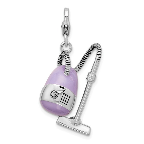 925 Sterling Silver 3-D Enameled Gold-plated Chopstick with Lobster Clasp Charm