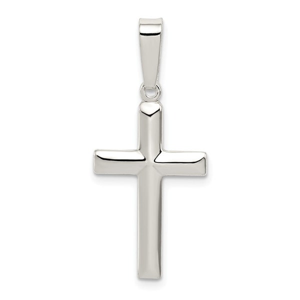 Sterling Silver Polished Cross Pendant New Religious Charm 925