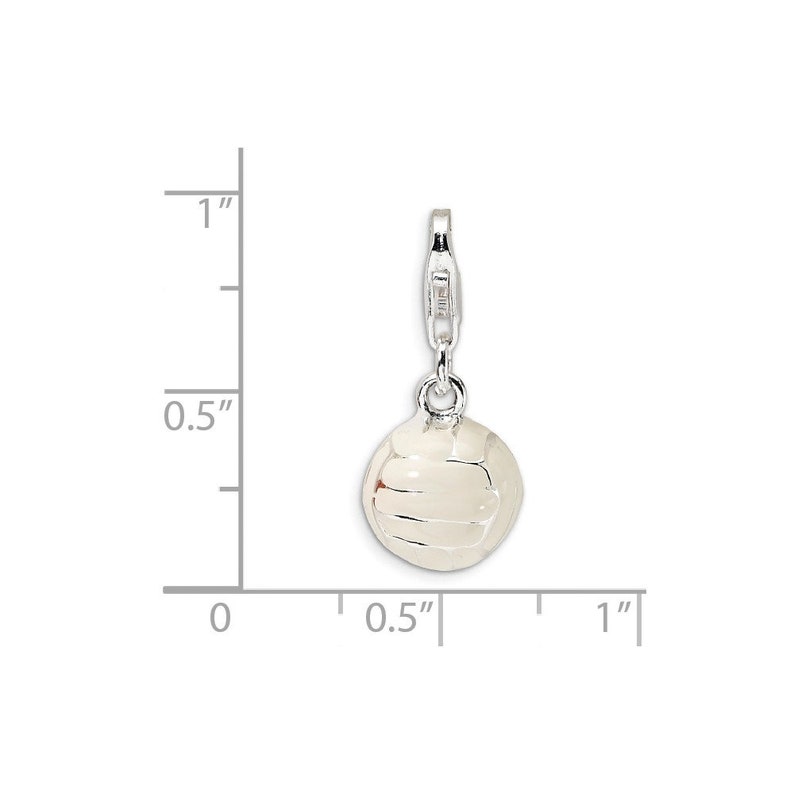 Sterling Silver 3-D Enameled Volleyball wLobster Clasp Charm New Sports Pendant