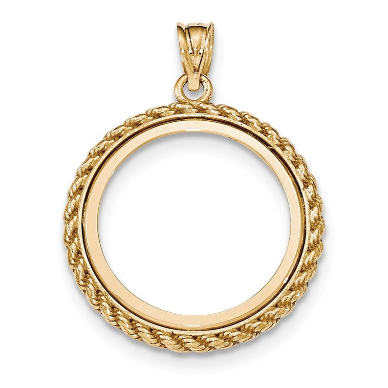 14Ky Casted Rope Polished Prong 14Ae Bezel New Charm Yellow Gold