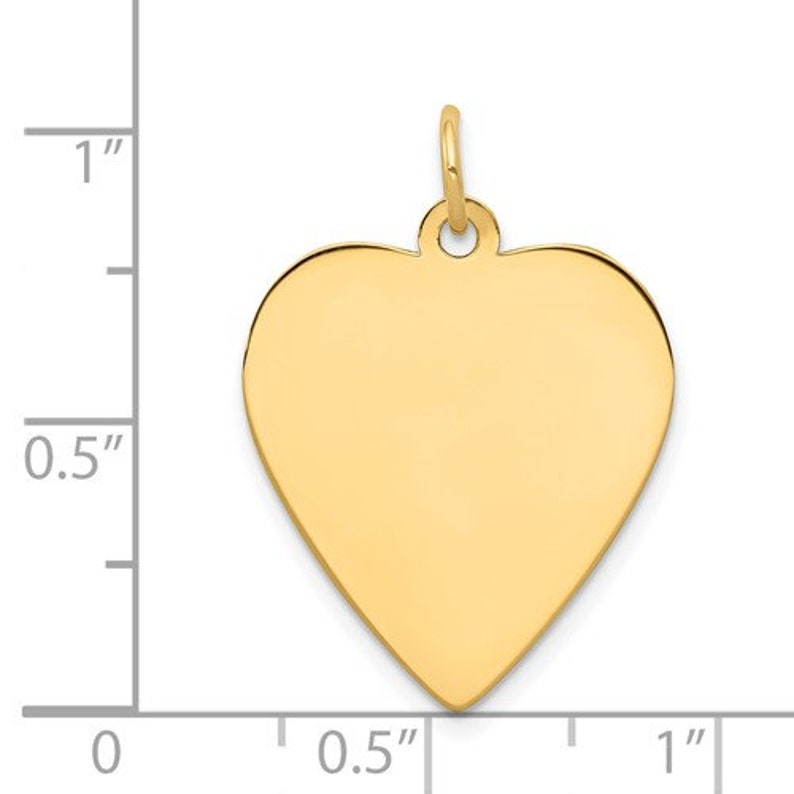 14K Gold Heart Disc Personalized Gift Pendant Multiple Sizes Available Charm Plain Free Engraving 21 x 24 mm