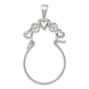 Sterling Silver Heart Charm Holder New Pendant