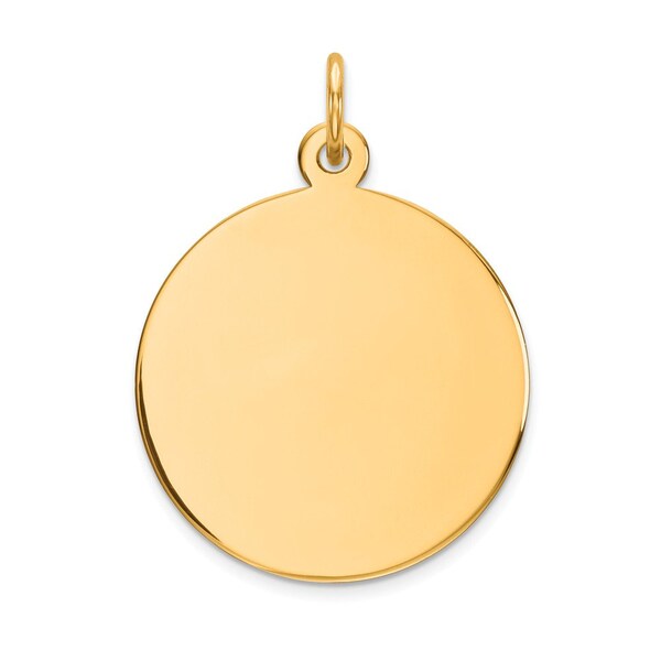 14k Solid Gold Pendant Disc Personalized Plain Engravable Custom Round Charm Engraving is Free