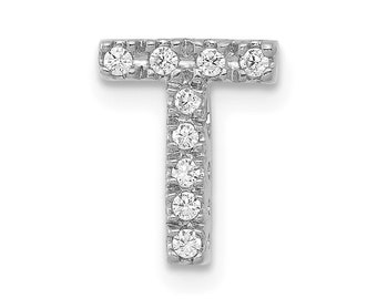 14k White Gold Diamond Initial T Charm