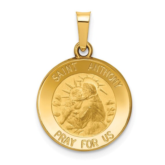 14k Polished and Satin St. Anthony Medal Pendant New Religious Charm Yellow Gold
