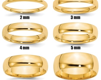 Comfort Fit 14K Solid Yellow Gold 2mm 3mm 4mm 5mm 6mm 8mm Men's and Women's Wedding Band Midi Thumb Toe Ring Sizes 4-14.