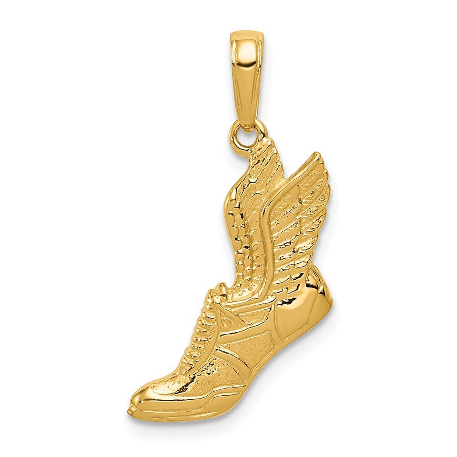 14k Polished Running Shoe Pendant New Sports Charm Yellow Gold Etsy