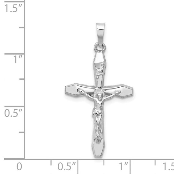 14k White Gold Polished INRI Crucifix Pendant New Religious Charm