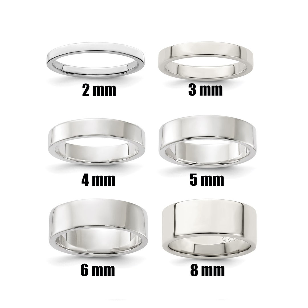 Sterling Silver Flat 2mm 3mm 4mm 5mm 6mm 8mm Wedding Band Engagement Promise Ring Thumb Toe Midi Simple Minimalist Ring Sizes 4 13.5 Etsy UK